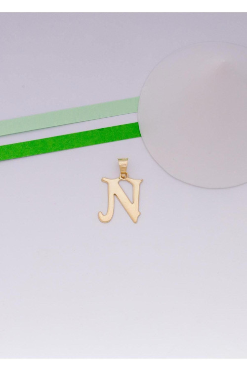 14 Ayar Altın N Harf Şirin Kolye Ucu