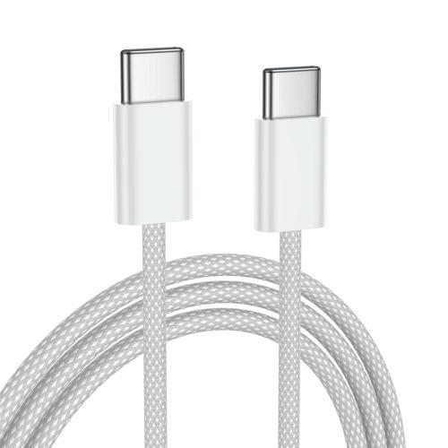 Type C To Type C 60WATT 20V/3A Android Huawei Xiaomi Apple iPhone 15 Hızlı Şarj Kablosu Beyaz 1 Metre