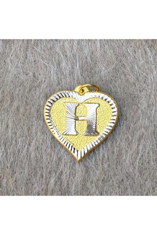 14 Ayar Altın Nostaljik Kalp H Harf Kolye Ucu