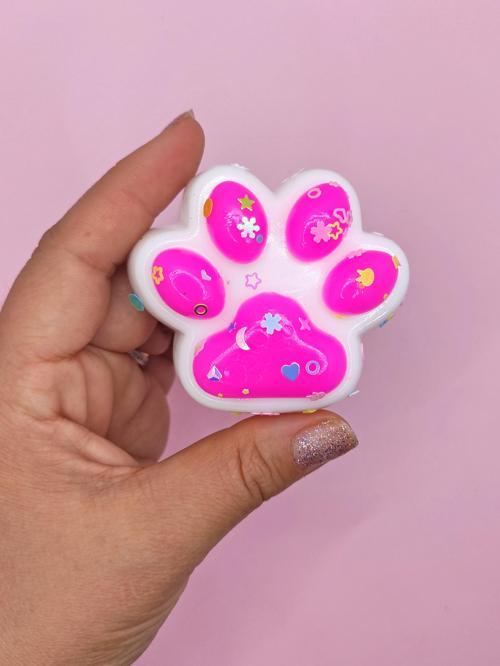 Beyaz Pati Taba Squishy Kedi Pati Sıkma 7 cm Pullu Pati Sukuşi - Pembe