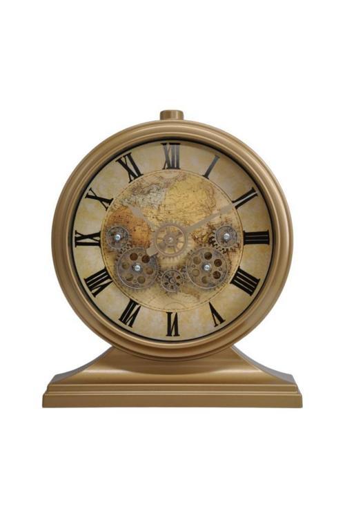 Efe Mark Premium Serisi Modern Kadranlı Döner Çarklı 32x28 CM Ev ve Ofis Masa ve Duvar Saati Roma Rakamlı Harita Baskılı