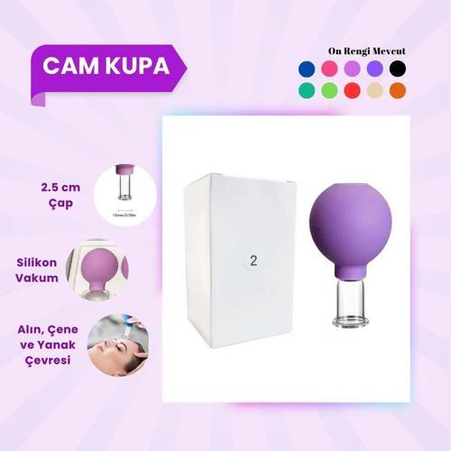 Silikon Vakumlu Cam Yüz Masaj Kupası No:2 Koyu Mor 
