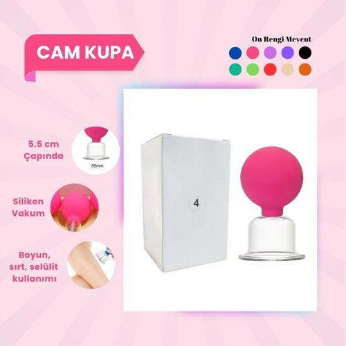 Silikon Vakumlu Cam Yüz Masaj Kupası No:4 Pembe