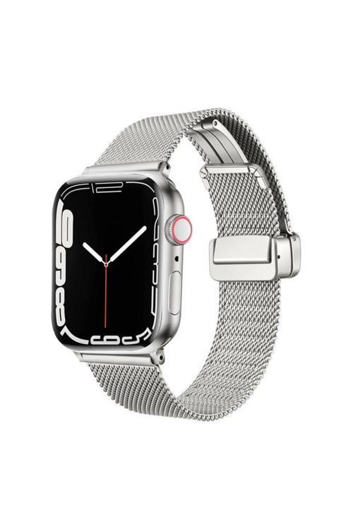 Apple Watch Ultra 49mm Uyumlu KRD-85 Metal Otomatik Mekanizmalı Klips Kordon