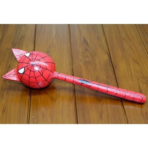 Büro Ev Ofis Hobi Müzik Keyfi için Tekli Ahşap Alet Kedili Spiderman Marakas Çalgısı