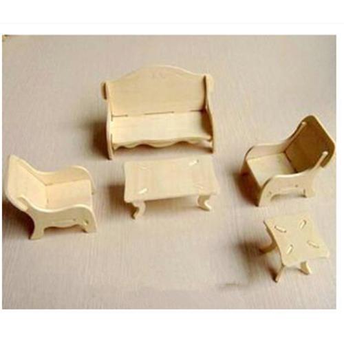 Büro Ev Ofis Çocuk Hediyesi için Zeka Oyunu 3D Ahşap Yapım Salon Takımı Model Puzzle