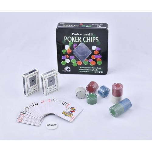 Büro Ev Ofis Yazlık Hediyesi için 100 Chip 2 Deste Kağıt Poker Oyunu Seti
