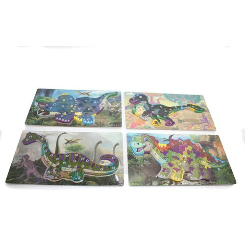 Büro Ev Ofis Çocuk Hediyesi için Zeka Oyunu Ahşap Yapım Dinazor Puzzle