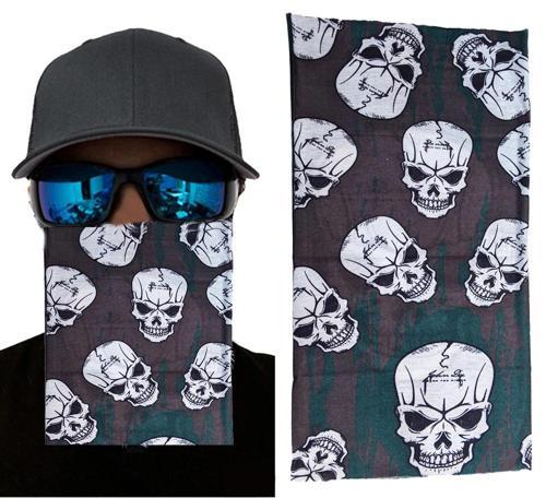 Büro Ev Ofis İnsanı Kostümü için 25x48CM Kahve Yeşil Üzeri Likralı Kafatalar Baskılı Bandana