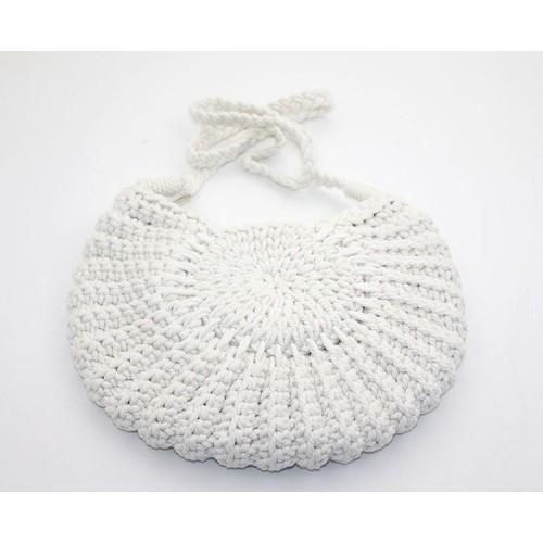 Büro Ev Ofis Kadını için Hediyelik 28x23CM Beyaz Dantel Örgü Tipi Oval Dekor Bez El Çantası