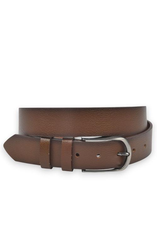 Erkek Taba Hakiki Deri Klasik Kemer 3,5 cm Kumaş Pantolon Kemeri 2502635