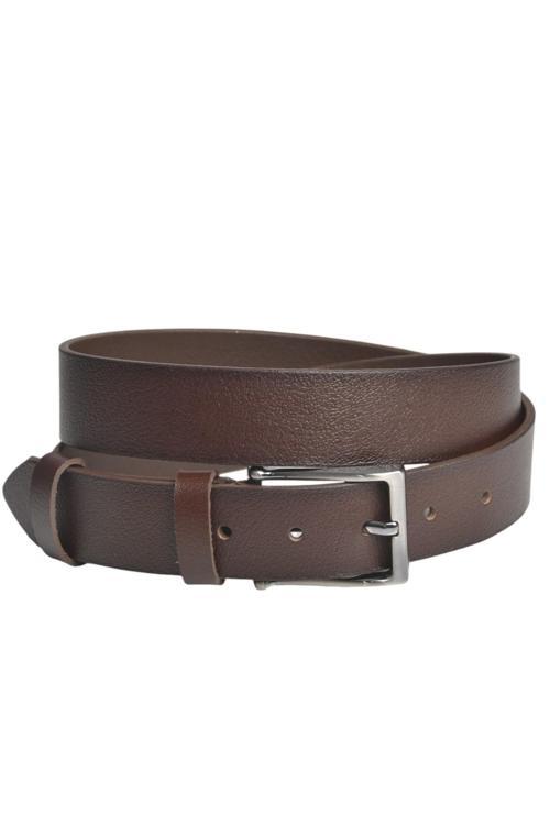 Erkek Kahve Hakiki Deri Klasik Kemer 3,5 cm Kumaş Pantolon Kemeri 2502635