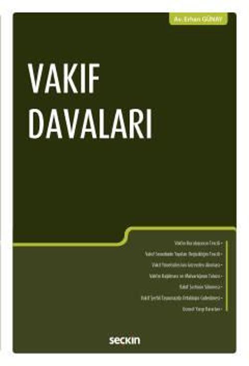 Vakıf Davaları Erhan Günay 1. Baskı, Kasım 2022