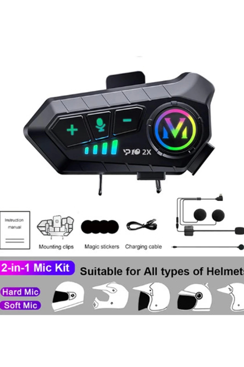 ﻿y10 2x Motosiklet Kask İntercom Çift Eşleşme Rgb Işıklı Bluetooth Kulaklık 5,3