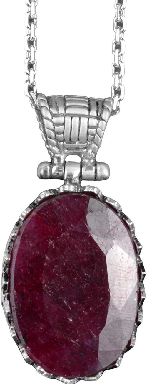 Gerçek Doğal Taş Kolye - 925 Ayar Gümüş Kolye (Yakut)