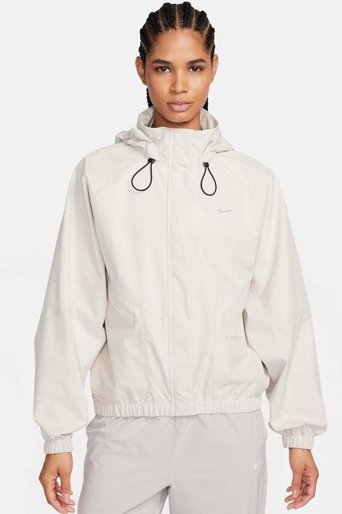 Storm Fit Swift Women's Running Jacket Oversize Kadın Kapüşonlu Yağmur Geçirmez Hava Panelli Koşu Ceket Krem