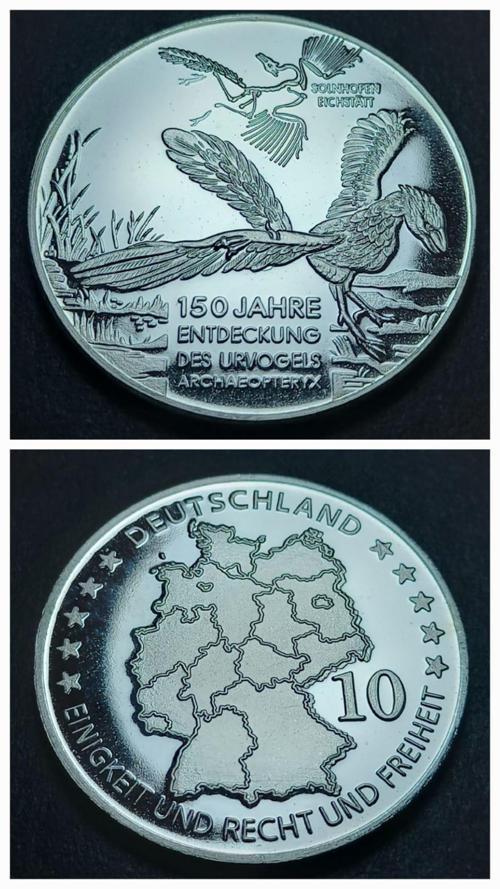 Escoines 93d2412e0 Almanya, Antik kuş Archæopteryx'in keşfinin 150.yılı Hatıra Madalya 16.6Gram 35mm