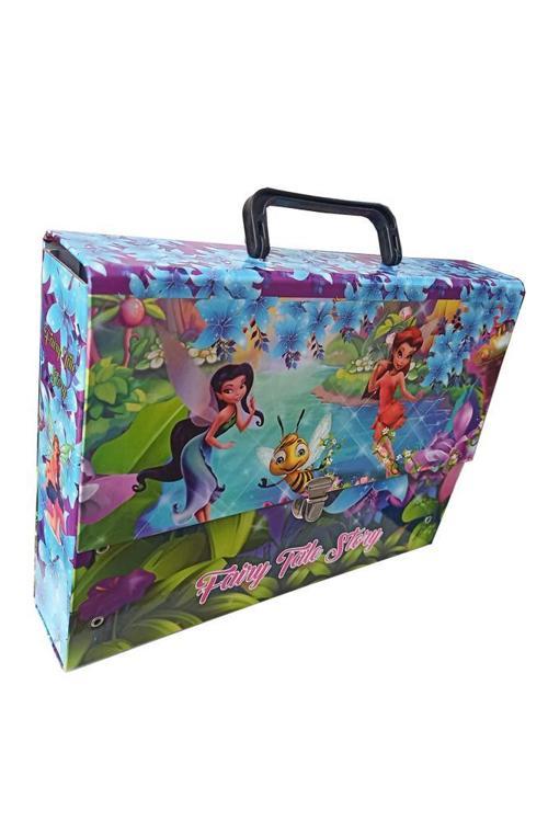 Saplı Klasör Kız Figürlü 1 Adet Kulplu Klasör 32x24x7 cm Okul Öğrenci Klasörü Saplı Çanta Saplı Dosya