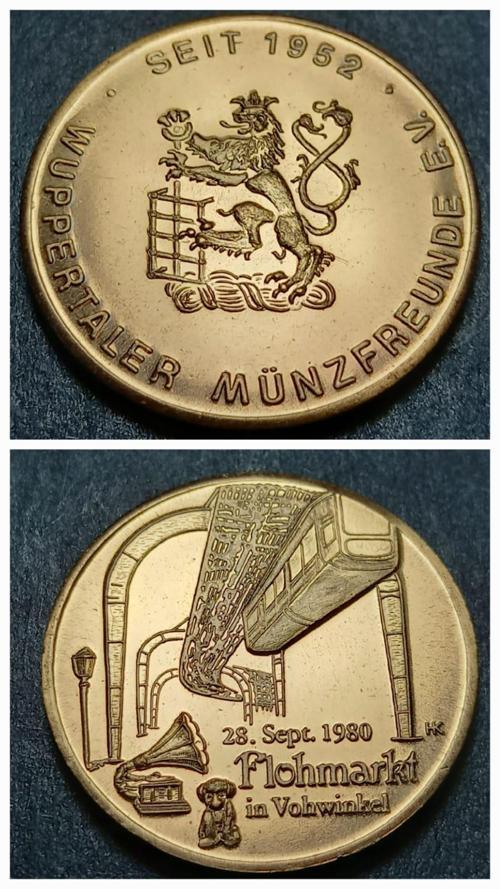 69f74fa2737 1980 Almanya Vohvinkel'deki Bit pazarı Hatıra Madalyon 12.3Gram 30mm