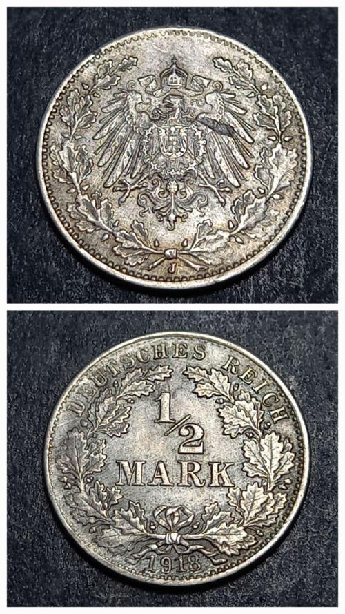 9963676721f0db0b5 1918 Almanya ½Mark 2,8gram Gümüş ÇÇT+ eski yabancı madeni para
