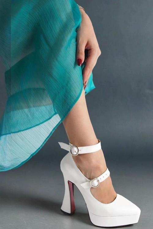 Kadın Elegant Ayakkabı Baret Detaylı Platform Ayakkabı Özel Tasarım Abiye Ayakkabı