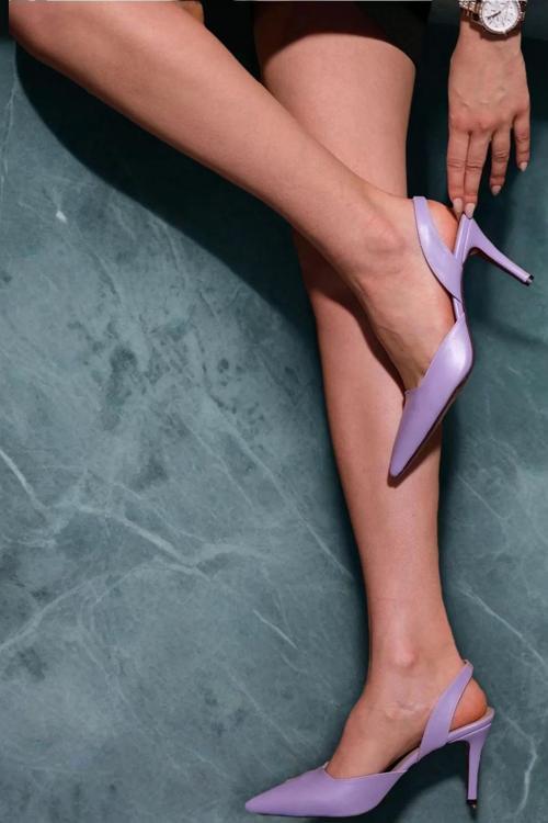Kadın Elegant Ayakkabı Lastikli İnce Topuklu Ayakkabı Stiletto Özel Tasarım Abiye Ayakkabı