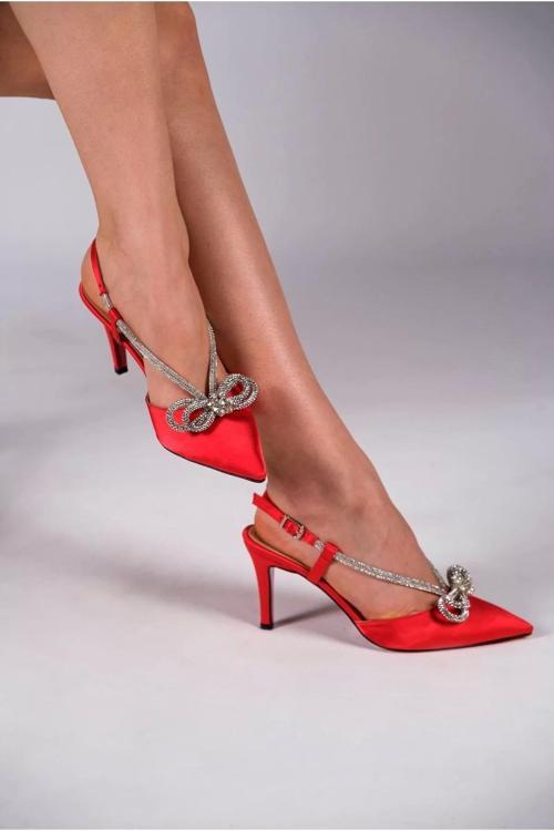 Kadın Elegant Ayakkabı Taş Detaylı Topuklu Ayakkabı Stiletto Özel Tasarım Abiye Ayakkabı