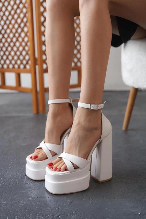 Kadın Elegant Ayakkabı Çapraz Bant Çift Platform Luxury Özel Tasarım Abiye Ayakkabı