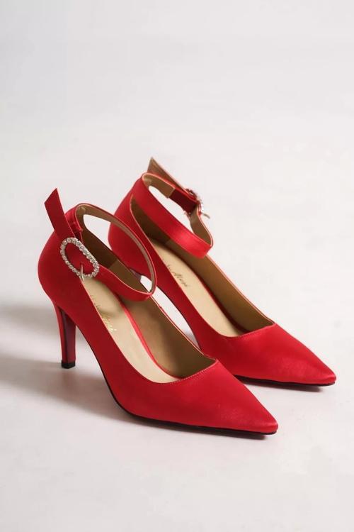 Kadın Elegant Ayakkabı Baretli İnce Topuklu Ayakkabı Stiletto Özel Tasarım Abiye Ayakkabı