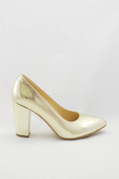 Kadın Moda Şık Gold Klasik Topuklu Ayakkabı Topuklu Düğün Nişan Gece Abiye Ayakkabı