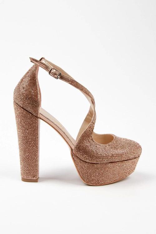 Kadın Moda Şık Gold Janjan Full Taş Düğün Nişan Gece Abiye Ayakkabı