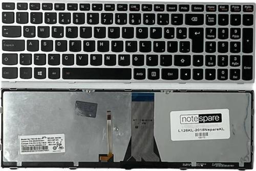 Lenovo Z50-70 Type 20354, Z50-70 Type 80E7 Uyumlu Notebook Klavye Işıklı Gümüş Gri TR