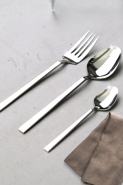 Doğa Tatlı Çatal Kaşık ve Çay Kaşık Takımı 6 Kişilik 18 Parça Beyaz Kutu