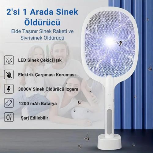 Şarjlı 12000maH 300V 5 Katmanlı Uv Işıklı Elektrikli Sivrisinek Öldürücü Raket Sinek Öldürücü Sineksavar