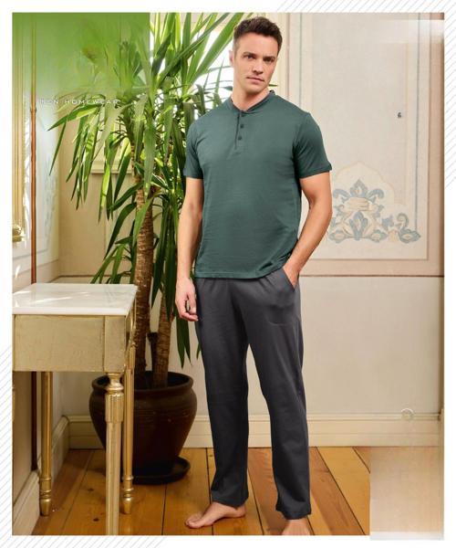 Erkek Düğme Yaka Kısa Kol Penye Pijama Takımı 6880/1 - 1 Adet