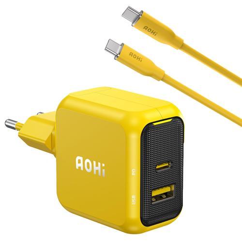 Magcube 67W 2 Portlu Şarj Adaptörü, 140W 1m PD 3.1 480Mbps Süper Hızlı Şarj/Data Kablosu Seti