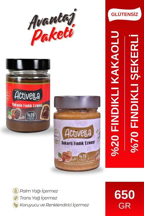 Kakaolu Fındık Ezmesi 330gr %20 Fındıklı + Şekerli Fındık Ezmesi 320gr %70 Fındıklı