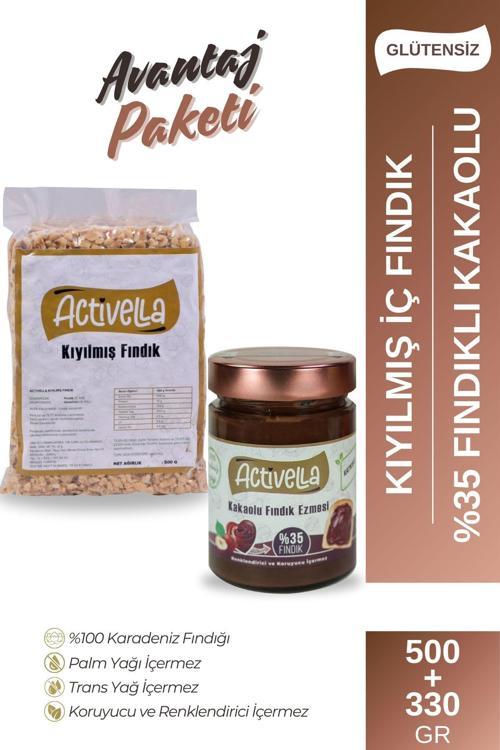 Kakaolu Fındık Ezmesi 330gr %35 Fındıklı + Kıyılmış İç Fındık 500gr