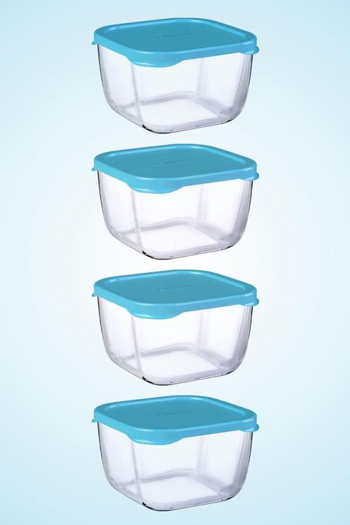 snowbox kapaklı cam saklama kabı 4 lü