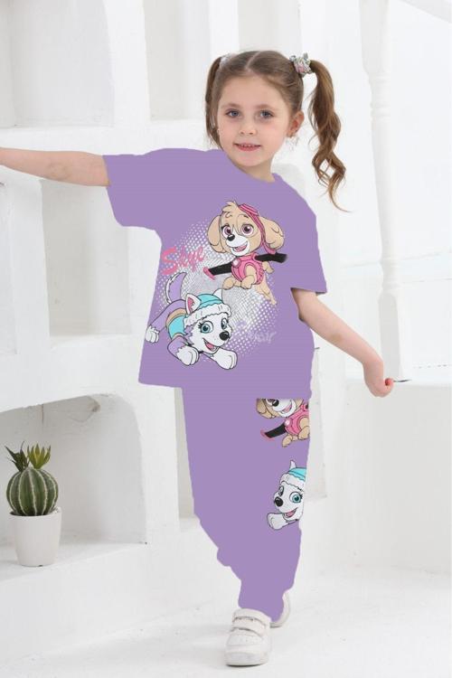 u Kız Çocuk Çizgi Film Karakterleri Baskılı T-Shirt Eşofman Ikili Takım