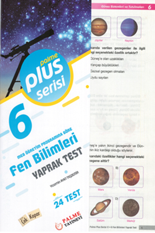 Palme Yayınevi 6, Sınıf Fen Bilimleri Yaprak Test (24 Test )