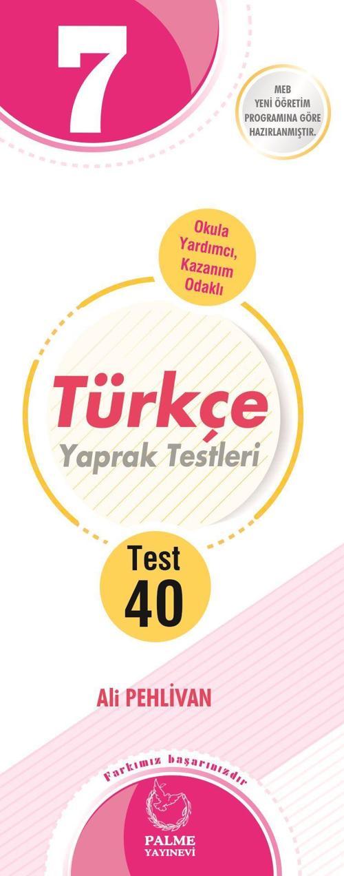 Palme Yayınevi 7, Sınıf Türkçe Yaprak Testi ( 40 Test )