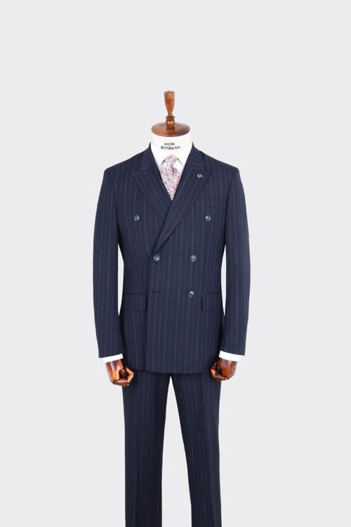 Kırlangıç Yaka Kruvaze Erkek Takım Elbise-KAX1271W