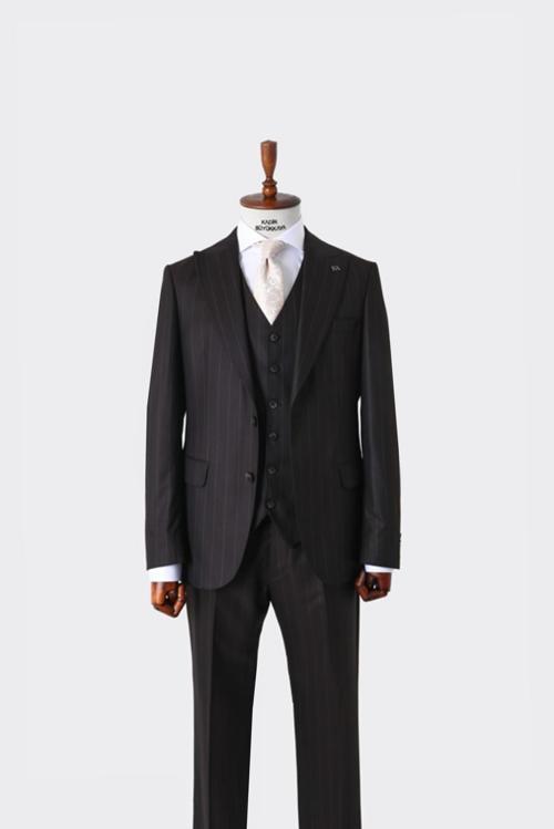 Viskon Karışımlı Slim Fit Yelekli Erkek Takım Elbise - Şık ve Rahat-KAW1024S