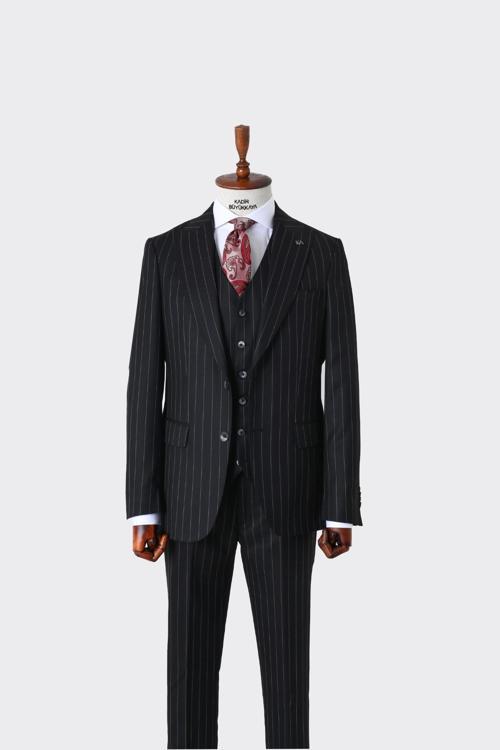 Slim Fit Kesim Yelekli Erkek Takım Elbise - Şık ve Rahat Tasarım-KAW1025S