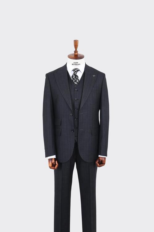 Kırlangıç Yaka Yelekli Erkek Takım Elbise-KAW1090W