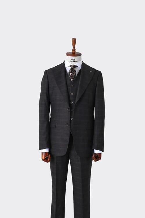 Modern Kesim Yelekli Erkek Takım Elbise - Slim Fit Şık ve Rahat-KAW1007S