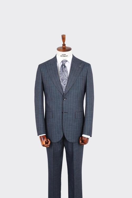 Kırlangıç Yaka İki Düğmeli Erkek Takım Elbise-KAX1370S