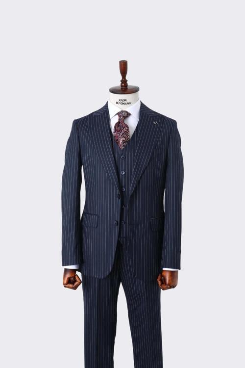 Slim Fit Yelekli Erkek Takım Elbise - Dört Mevsim Kullanılabilir Modern Kesim-KAW1023S