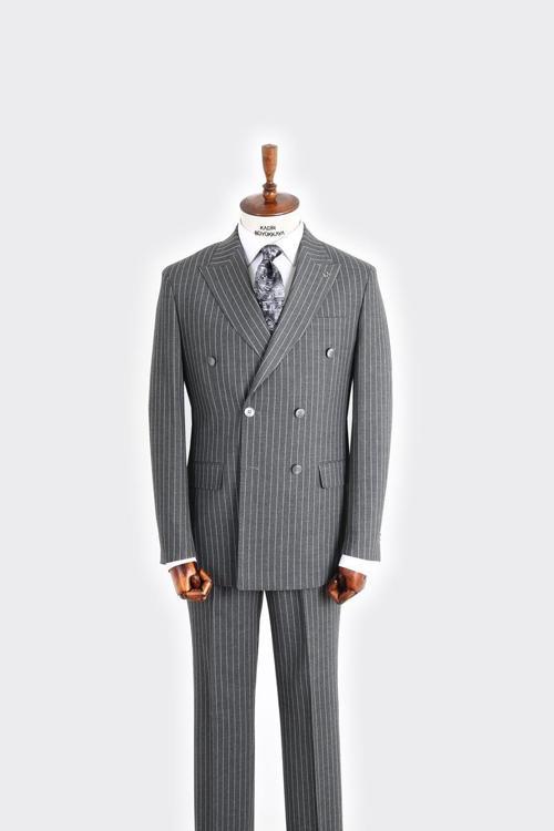 Kırlangıç Yaka Kruvaze Erkek Takım Elbise-KAX1204S